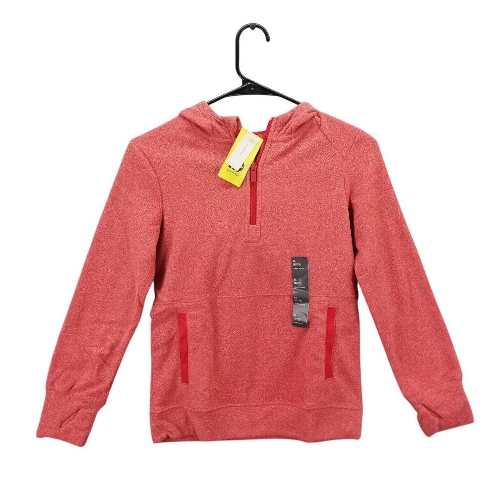 Boys All in Motion Red Microfleece Pullover Hoodie Sweatshirt 1/4 Zip M (8/10)